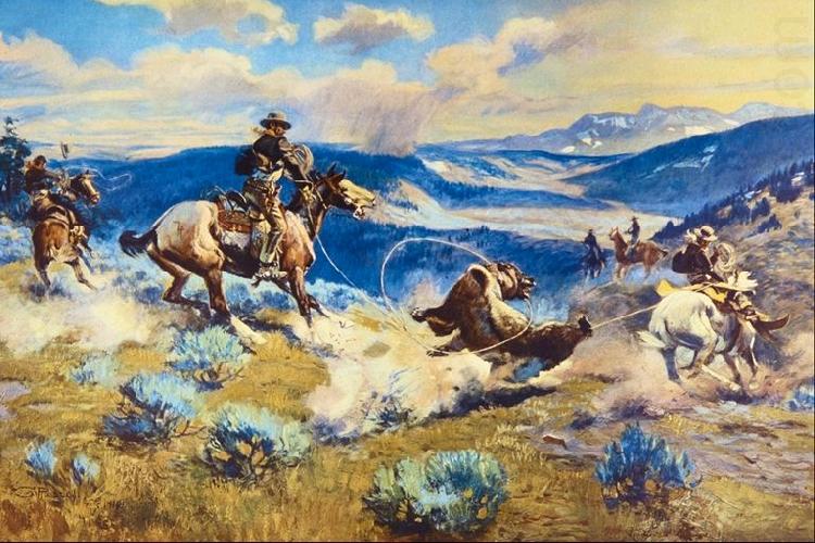 Charles M Russell Loops and Swift Horses are Surer Than Lead china oil painting image